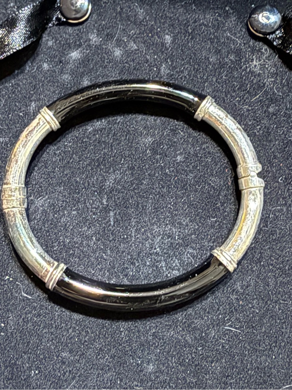 Sterling Silver and Black Two-Tone Bangle Bracelet